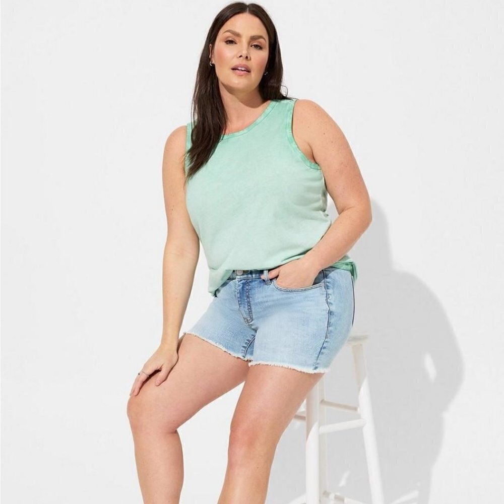 Torrid - Vintage Cotton Jersey Crew Neck Slash Back Tank in Hemlock Gree…